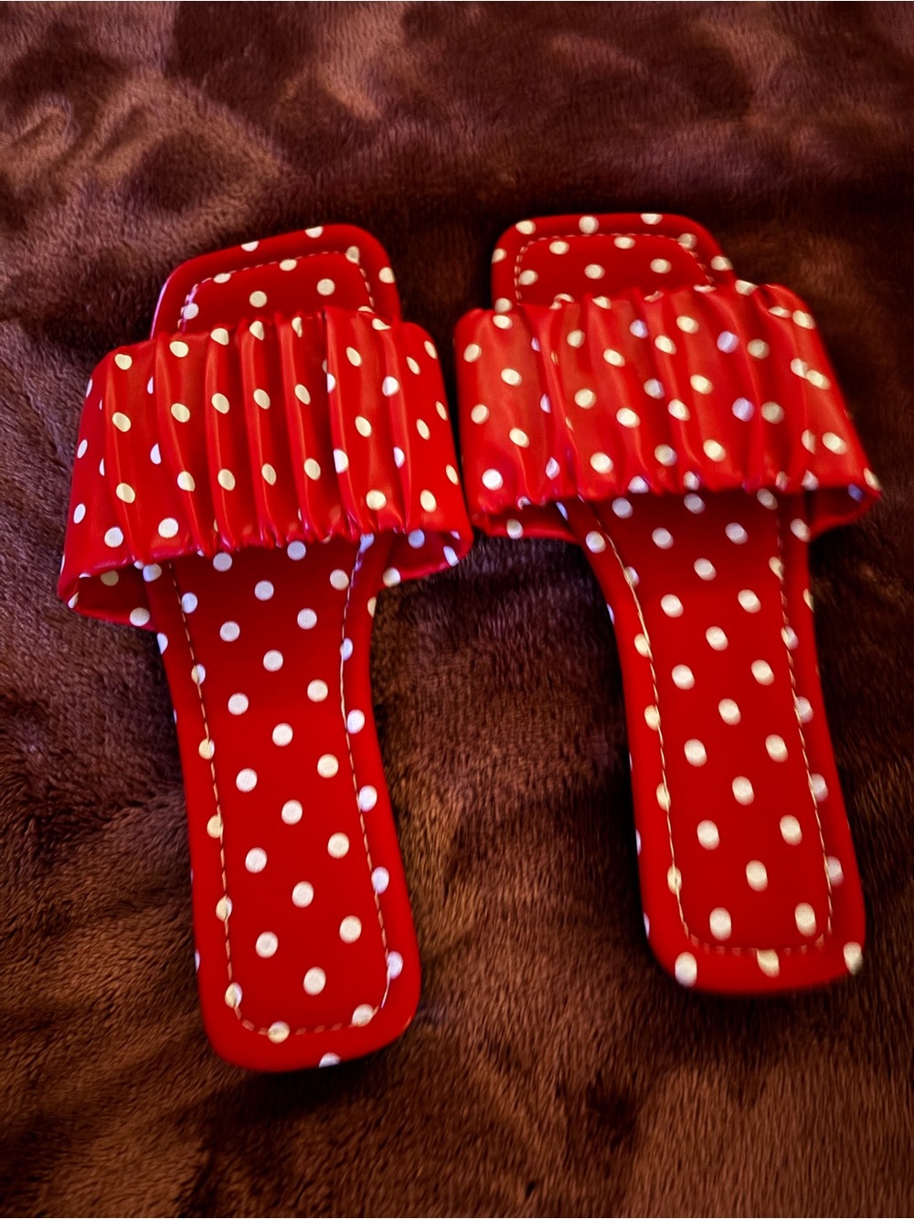 Polka Dot Red Slide Sandals
